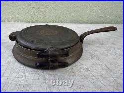 Cast Iron Waffle Maker, Circa 1800s, Flip Flop Style, Size 8/9, Low Base, 2-pc