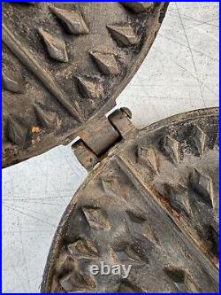 Cast Iron Waffle Maker, Circa 1800s, Flip Flop Style, Size 8/9, Low Base, 2-pc