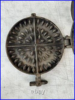 Cast Iron Waffle Maker, Circa 1800s, Flip Flop Style, Size 8/9, Low Base, 2-pc