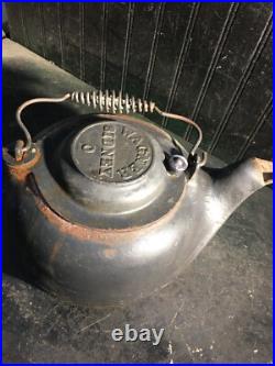 Cast Iron Wagner Ware Teapot Small Tea Kettle Pot Wire Handle Sidney Ohio
