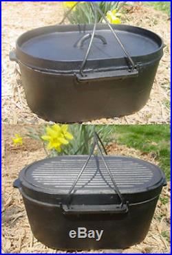 Cast iron Oval Roaster Self-basting lid Dutch Oven10qt Cookware Camp Pot