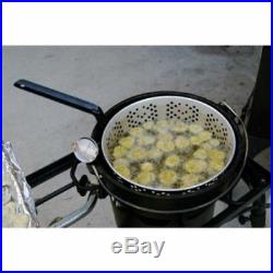 Cast iron pot deep fryer basket lid outdoor cook steam boil camp 7.5 qt oven
