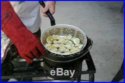 Cast iron pot deep fryer basket lid outdoor cook steam boil camp 7.5 qt oven