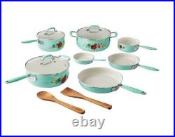 Ceramic Nonstick Cookware Set 12-Piece Cast Iron Pots & Pans Cook Kitchen Home