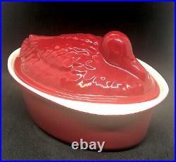 Chasseur French Duck Enameled Cast Iron Pate Terrine Mold Red 1.25 Quarts 9Long