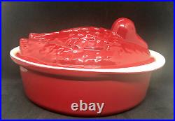 Chasseur French Duck Enameled Cast Iron Pate Terrine Mold Red 1.25 Quarts 9Long