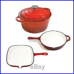 Chef's Quality Cast Iron Enamel Cookware Set Was $169