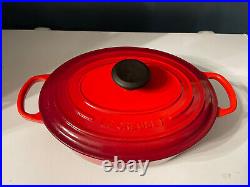 Cherry Red Le Creuset 4.5 QT Dutch Oven Cast Iron Pot Withlid OVAL # 27