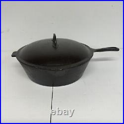 Chicago Hardware #8 Cast Iron Chicken Fryer With Lid Clean Seasoned 11 x 3.5