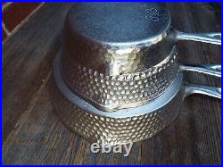 Chicago Hardware Foundry / CHF Hammered Plated Cast iron 3 Skillet Set, Restored