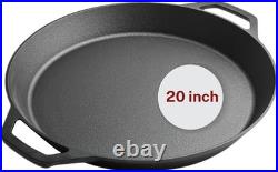 Colenza Large Cast Iron Skillet 20 Inch, Pre Seasoned Cast Iron Skillet for Cook