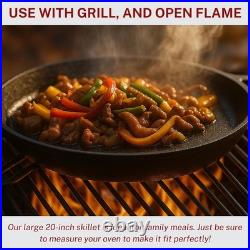 Colenza Large Cast Iron Skillet 20 Inch, Pre Seasoned Cast Iron Skillet for Cook