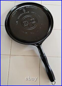 Collector Grade! #8 Griswold Hexagon Wooden-handle Lbl Cast Iron Griddle Pn#613