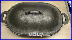 Columbus Iron Works Vintage Made in USA Cast Iron Legged Roasting Pan with Lid