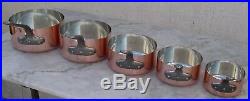 Copper Pots Set Of 5 From France/cast Iron Handles Made In France