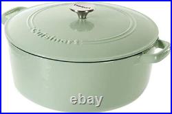 Cuisinart Round Covered Casserole 7 Quart Cast Iron Porcelain Enamel Green Mint