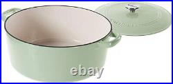 Cuisinart Round Covered Casserole 7 Quart Cast Iron Porcelain Enamel Green Mint