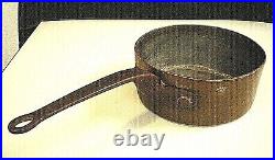 D. H. & M Co. ANTIQUE/Vtg COPPER & Tin SAUCE Saute PAN (946) Long CAST IRON Handle