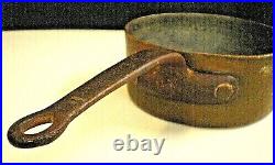 D. H. & M Co. ANTIQUE/Vtg COPPER & Tin SAUCE Saute PAN (946) Long CAST IRON Handle