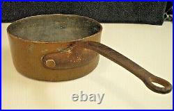 D. H. & M Co. ANTIQUE/Vtg COPPER & Tin SAUCE Saute PAN (946) Long CAST IRON Handle