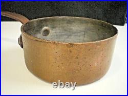 D. H. & M Co. ANTIQUE/Vtg COPPER & Tin SAUCE Saute PAN (946) Long CAST IRON Handle