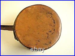 D. H. & M Co. ANTIQUE/Vtg COPPER & Tin SAUCE Saute PAN (946) Long CAST IRON Handle