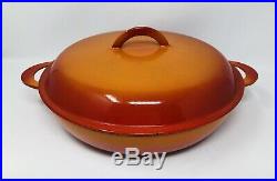 Descoware Enameled 12 Skillet Double Handle Flame Orange/Red Cast Iron Cookware