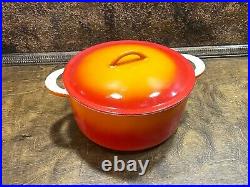 Descoware Round Enameled Dutch Oven Flame Orange Red Cast Iron Cookware