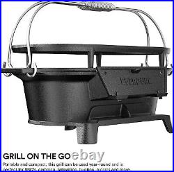 Durable Enameled Cast Iron Charcoal Grill with Cover Perfect for Camping & BBQ