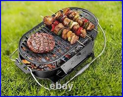 Durable Enameled Cast Iron Charcoal Grill with Cover Perfect for Camping & BBQ