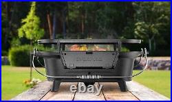 Durable Enameled Cast Iron Charcoal Grill with Cover Perfect for Camping & BBQ