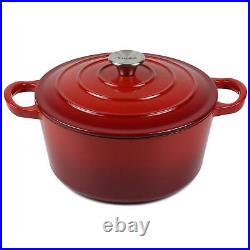 Dutch Oven Enameled Cast Iron Pot Cocotte with Dual Handle and Cover Casser