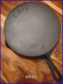 ERIE Cast Iron Skillet #8, 2nd Series, Heat Ring, circa late 1880s