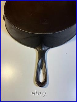 EXTRA LARGE 13 Antique Cast Iron Skillet Pan Favorite Piqua Ware Piquaware THIN