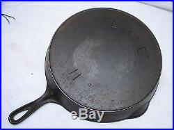 Early Erie Pre-Griswold No. 11 Skillet Cast Iron Fry Pan Heat/Smoke Ring Frying