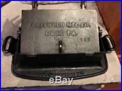 Early Rare Griswold #0 Cast Iron Square Waffle Iron Pn# 908 909 & 902