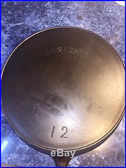 Early Wagner Arched Logo #12 Cast Iron Skillet. LARGE! Cleaned And Seasoned