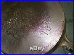 Early Wagner Sidney O #10 Cast Iron Skillet Straight Logo/Heat Ring/Clean