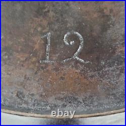 Early Wagner Sidney O Cast Iron Skillet #12 Double Pour Heat Ring Arc/high Logo