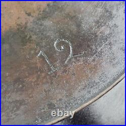 Early Wagner Sidney O Cast Iron Skillet #12 Double Pour Heat Ring Arc/high Logo