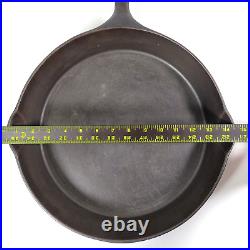 Early Wagner Sidney O Cast Iron Skillet #12 Double Pour Heat Ring Arc/high Logo