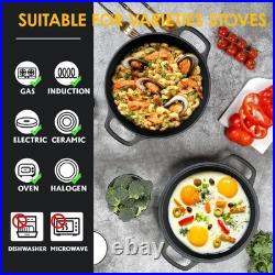 Elegant 2-in-1 Cast Iron Dutch Oven & Skillet Set 5 Qt, Indoor/Outdoor Cooking