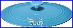 Enameled 12 Inch Cast Iron Skillet Deep Saute Pan Frying Pan with Lid Turquoise