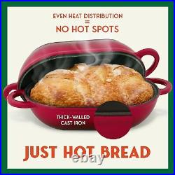 Enameled Cast Iron Bread Oven (Red), Non-Stick Single Loaf Cast Iron Bread Pan