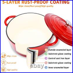 Enameled Cast Iron Cookware Set 5 Piece Set of Dutch Oven, Sauce Pan, Skillet