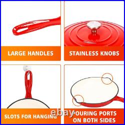 Enameled Cast Iron Cookware Set 5 Piece Set of Dutch Oven, Sauce Pan, Skillet Enameled Cast Iron Cookware Set 5 Piece Set of Dutch Oven, Sauce Pan, Skillet