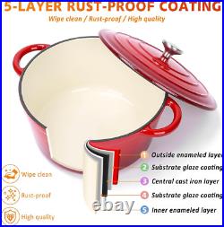 Enameled Cast Iron Cookware Set 7 Piece Dutch Ovens Set, Sauce Pan, Skillet, 3