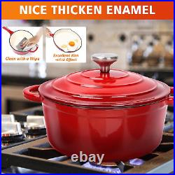 Enameled Cast Iron Cookware Set 7 Piece Set of Dutch Ovens, Sauce Pan