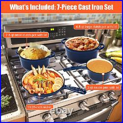 Enameled Cast Iron Cookware Set, 9PC Set Nonstick Ceramic Dutch Oven Stove Pots