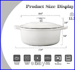 Enameled Cast Iron Covered 5.5 Quart Dutch Oven with Dual Handle, White
